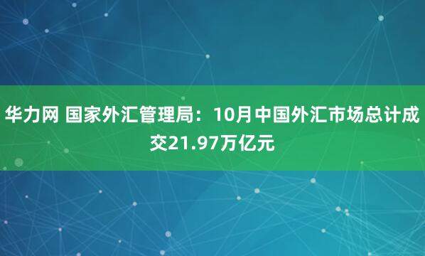 华力网 国家外汇管理局：10月中国外汇市场总计成交21.97万亿元